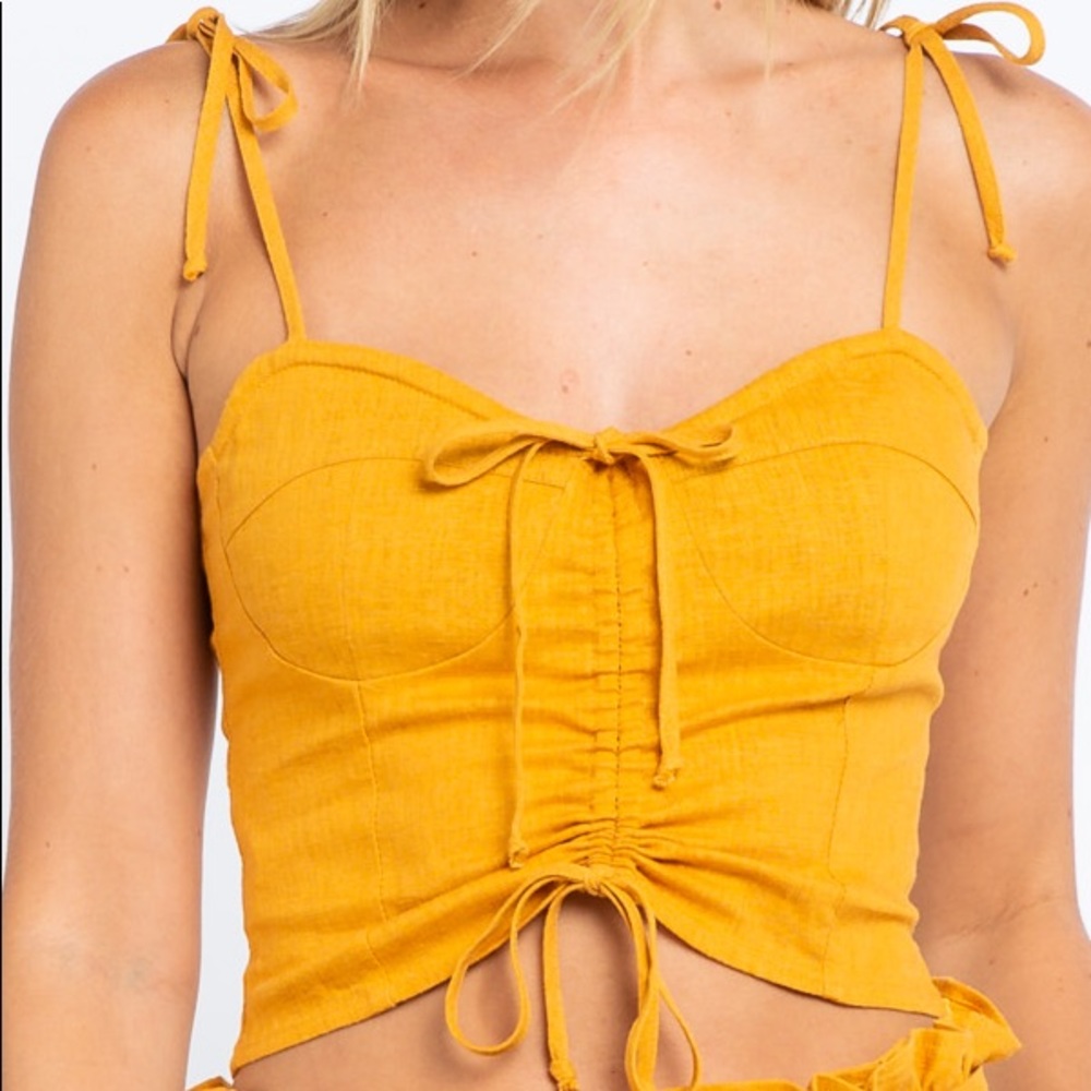 ❤️HP! Linen Bustier Ruched Crop Top - Picture 7 of 8